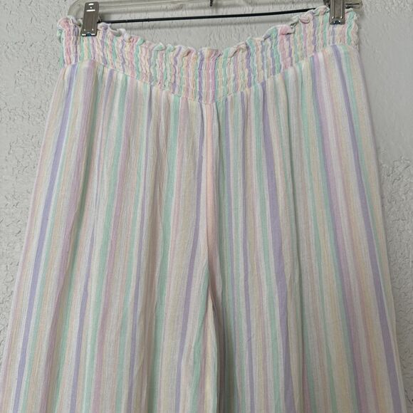 Striped Palazzo Pant Elastic Waist Wide Women’s Size L Multicolor Wide Pants - Picture 6 of 13